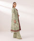 Women's Unstitched Dull Raw Silk Embroidered Multi 3 Piece Suit